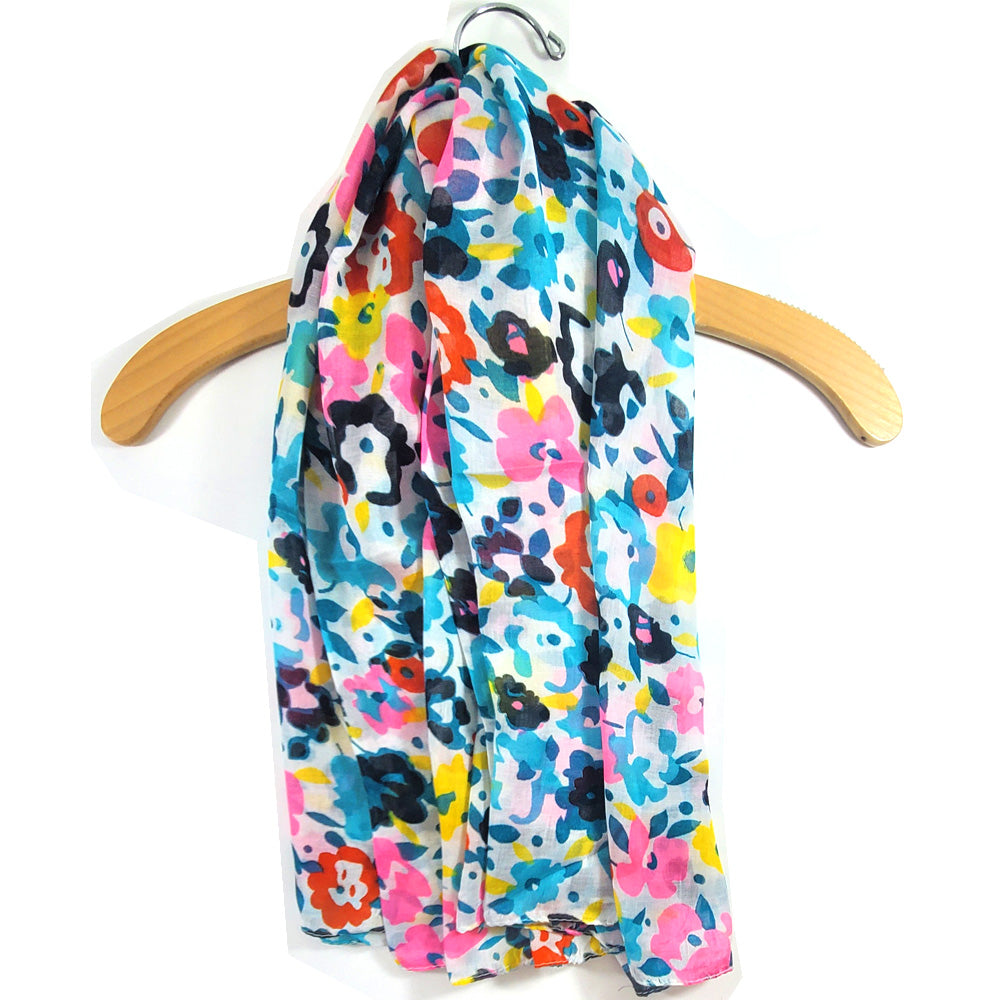 Origami Inspired Flower Pop Art Fun Multicolor Scarf