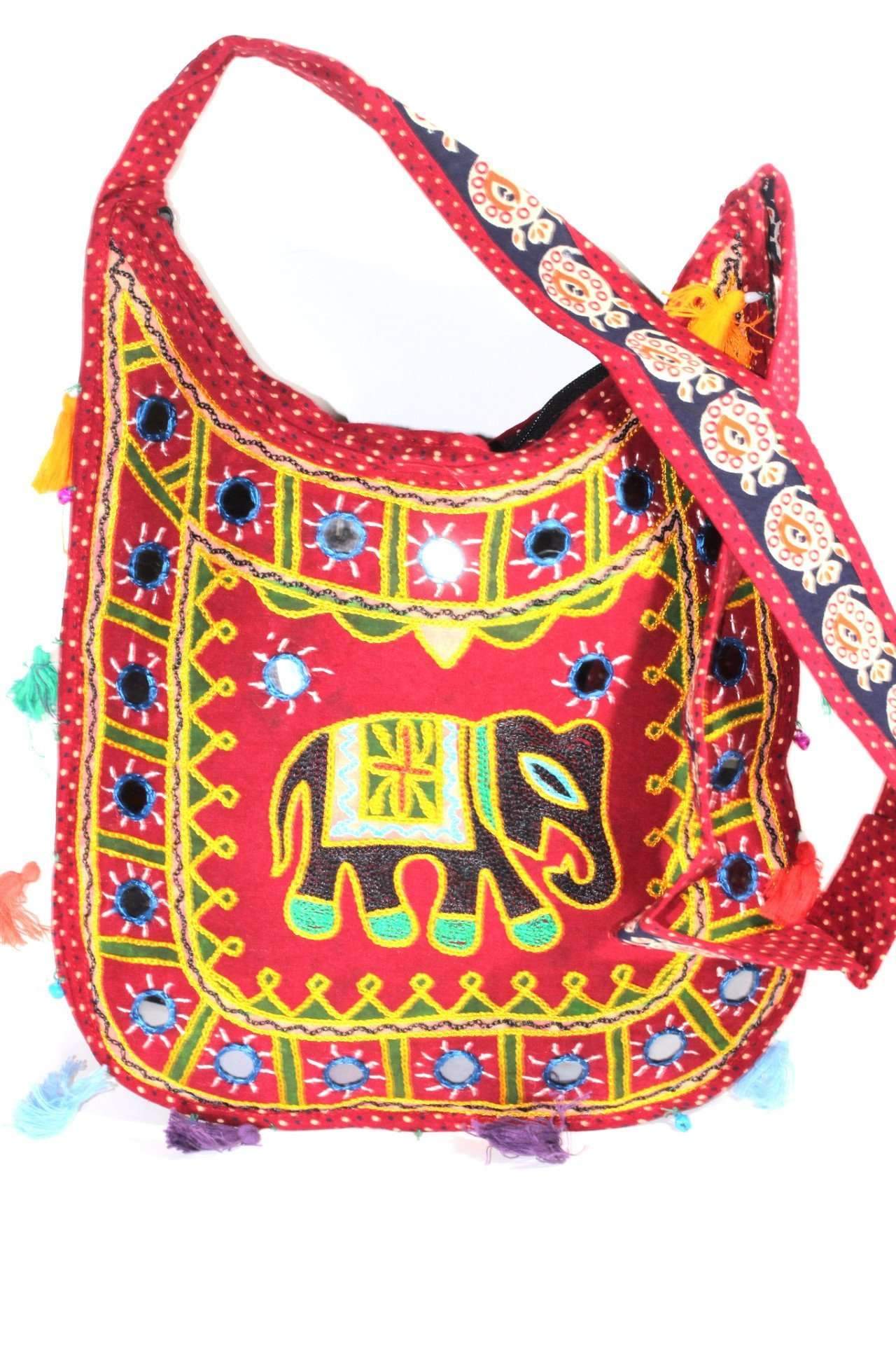 Jhola Jaipuri Mirror Work Bags Mirror Work Elephant Multi Color