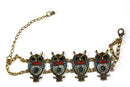 Multi Colorful Bead Drop Perched Owl Bracelet