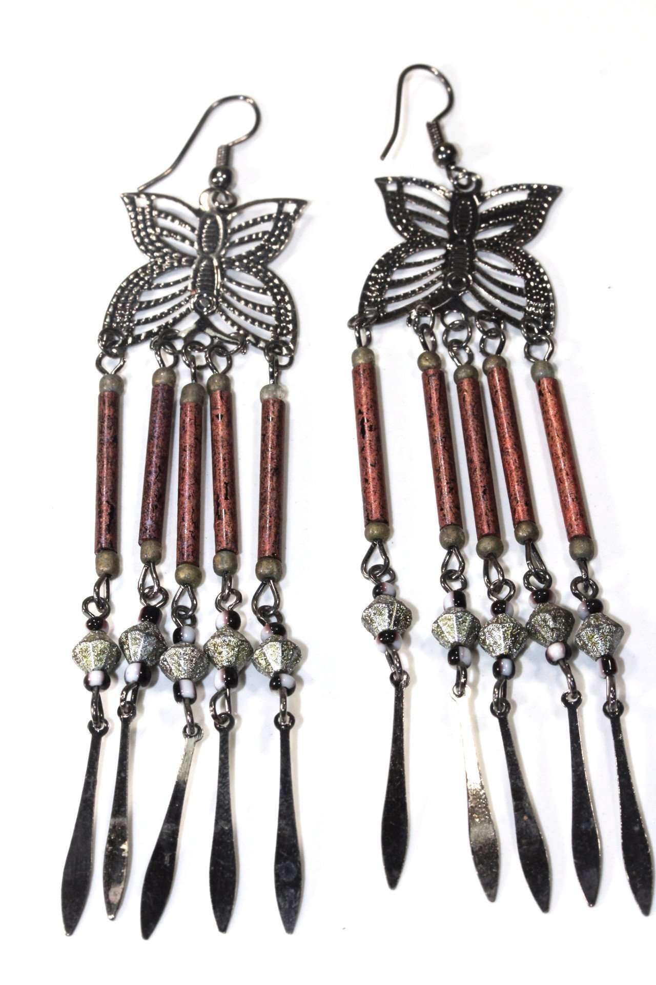 Copper Butterfly Dangler Earrings