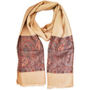 Beige Reversible Faux Pashmina Fabric Silk Rayon Blend Paisley Design Image Scarf Shawl | Wild Lotus®