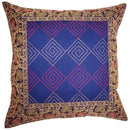 Blue Jacquard Embroidery Design Patchwork Cushion Cover Home Accent Furnishing - 16 x 16 | @wildlotusbrand | Wild Lotus®