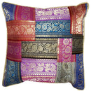 Pink Patchwork Jacquard Exclusive Silk Cushion Cover | wildlotusbrand.com | Wild Lotus®