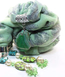 Light Green Grazing Elephants Pendant Scarf