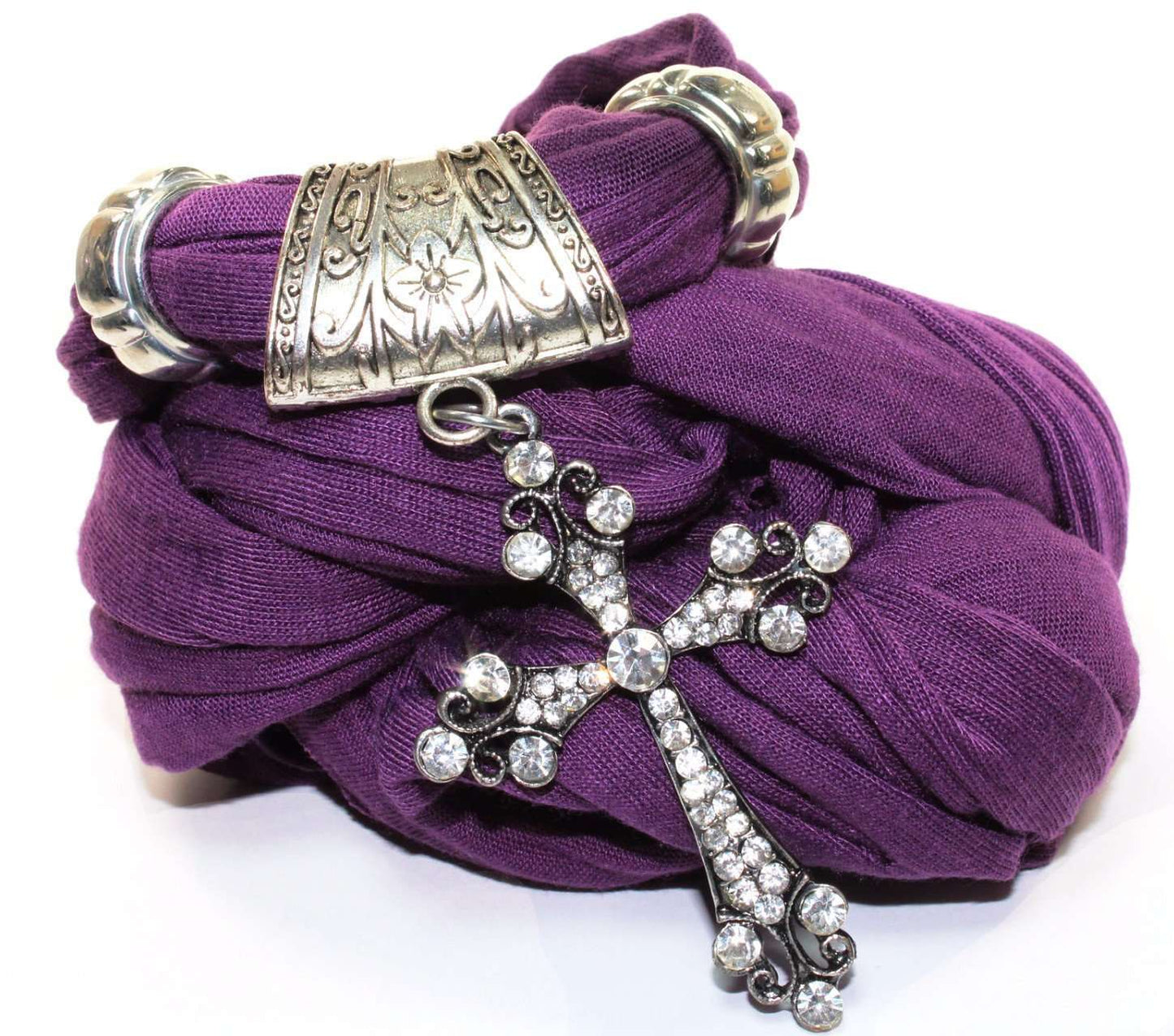 Violet Cross Pendant Scarf