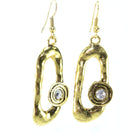 Antique Gold Hammered Oval Earrings