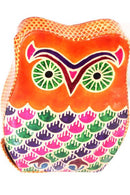 Orange Vintage Owl Leather Art Coin Bank | Wild Lotus® | @wildlotusbrand