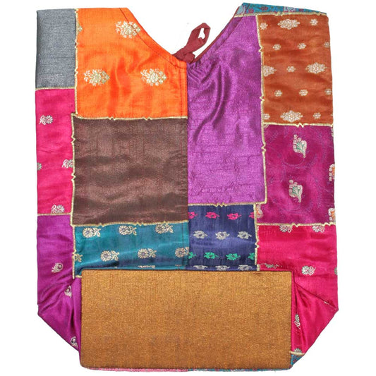 Raw Silk and Silk Embroidery Art Banquet Floral Patchwork Shoulder Bag | Wild Lotus®