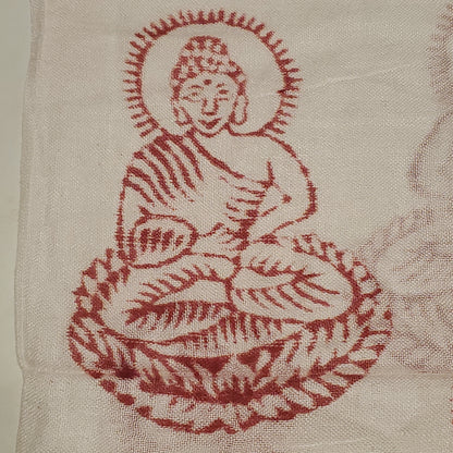 White Primordial Om & Asian Symbols Printed Scarf