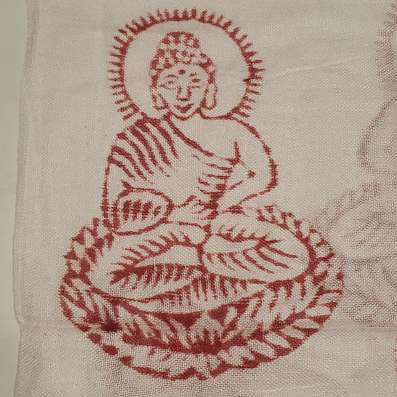 White Primordial Om & Asian Symbols Printed Scarf