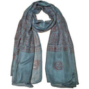 Blue Primordial Om & Asian Symbols Printed Scarf