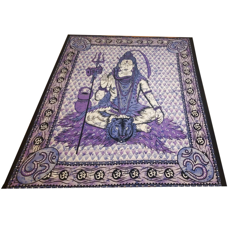 Batik Art Graphic Design Third Eye Shiva with Trishul & Om Tapestry