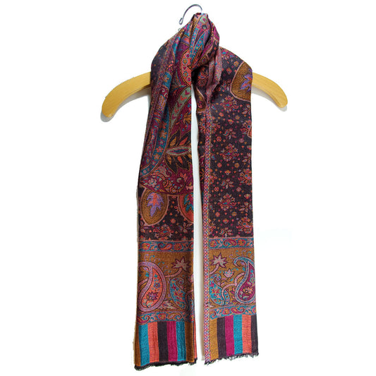 Reversible Faux Pashmina Fabric Silk Rayon Blend Floral Theme Background Design Scarf Shawl