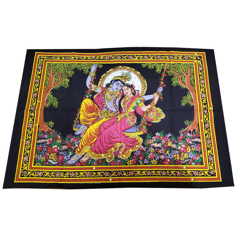 Krishna Images Aesthetic Black Colour Wall Art Decoration: On a Swing