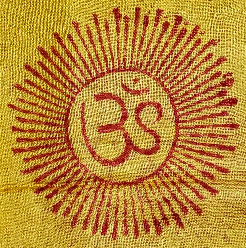 Yellow Primordial Om & Ganesha Printed Scarf