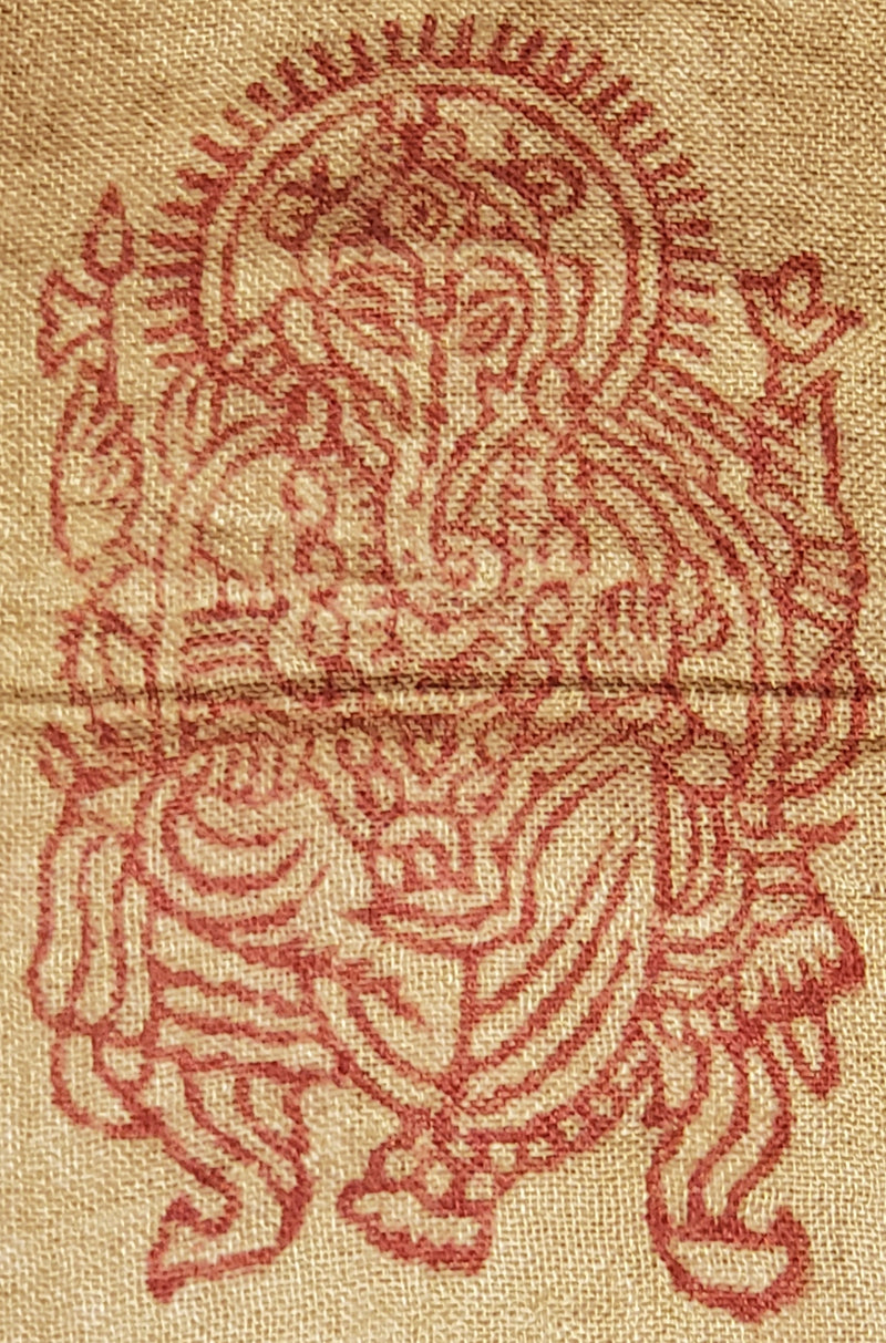 Brown Primordial Om & Asian Symbols Printed Scarf