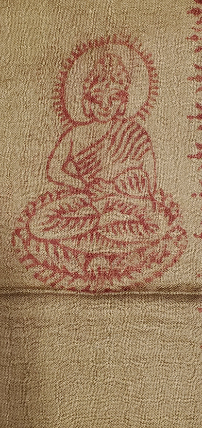 Brown Primordial Om & Asian Symbols Printed Scarf