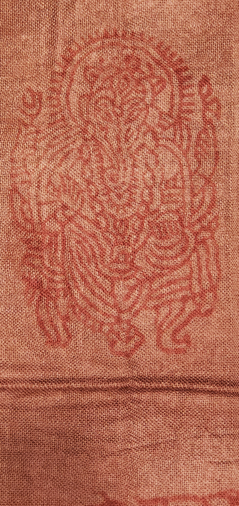 Red Primordial Om & Asian Symbols Printed Scarf