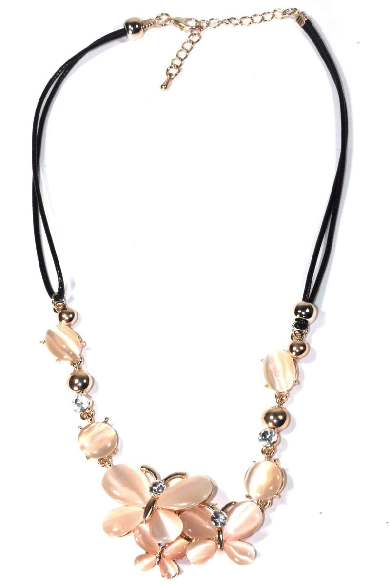 Pink/Peach Elegant Butterfly Trio Necklace