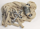 Pastel Brown Cross Pendant Scarf