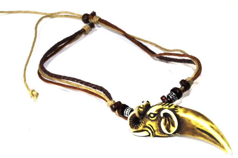 Tribal Elephant Tusk Boho Style Bone Necklace