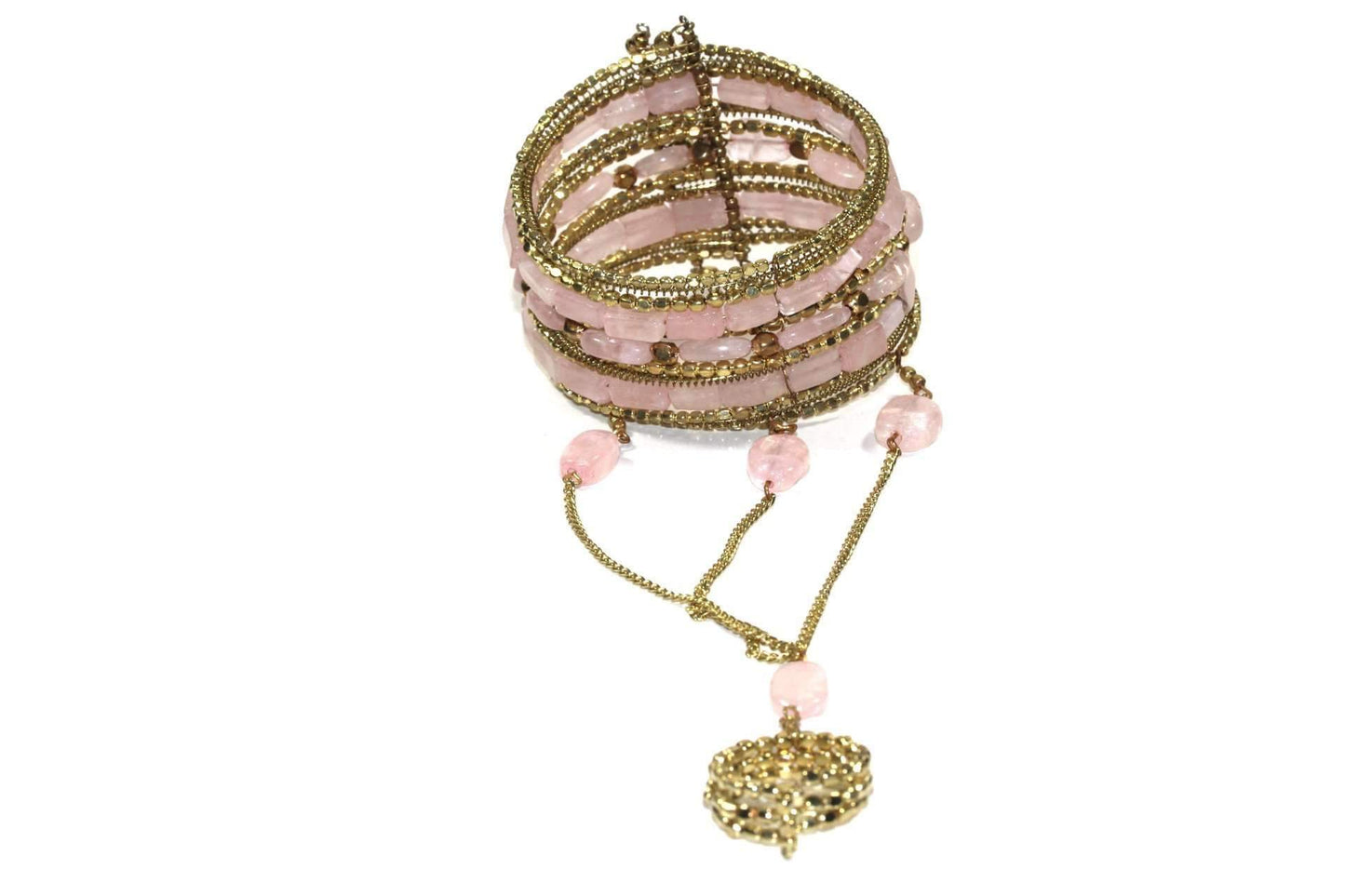 Rose Quartz Exotic Gemstone Bangle & Ring