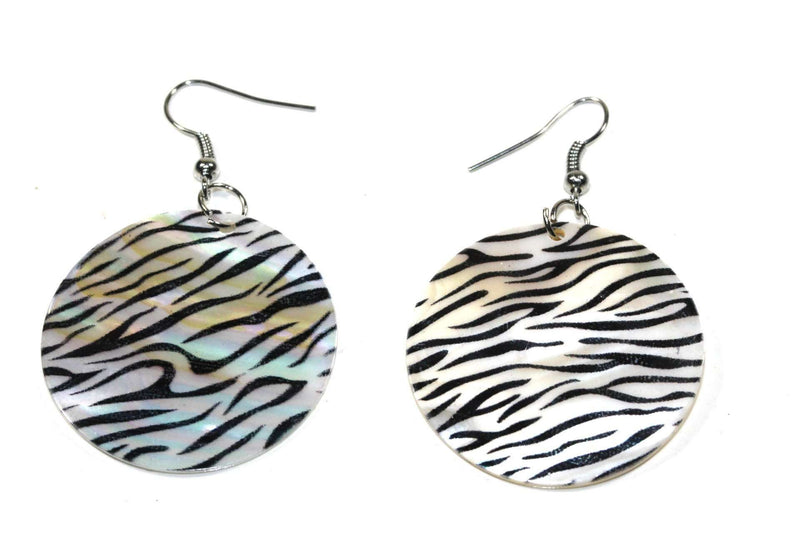 Zebra Stripes Mother of Pearl Earrings