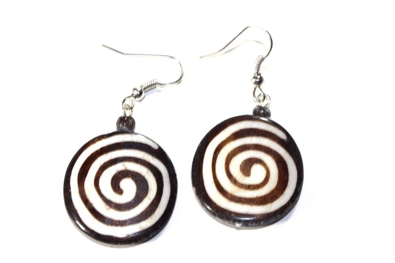 Spiral Spiritual Symbols Tribal Bone & Horn Earrings