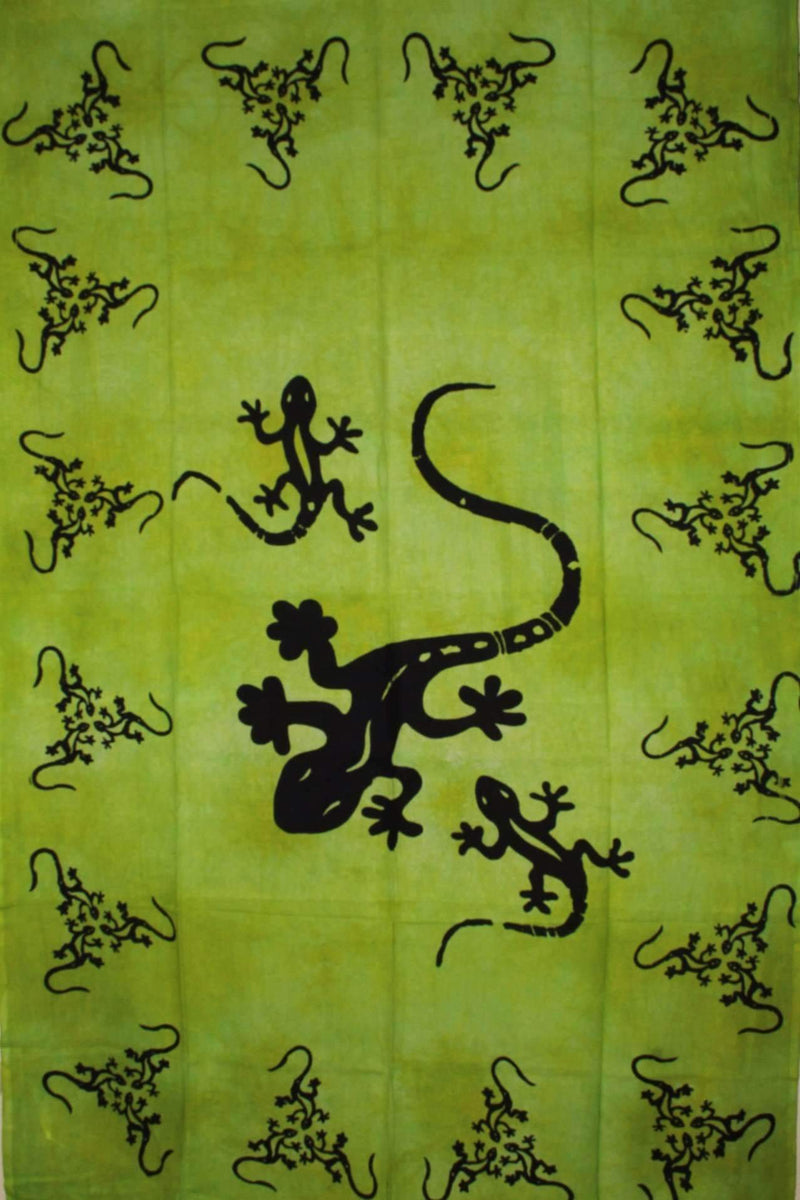 Green Tribal Salamander Tie Dye Tapestry