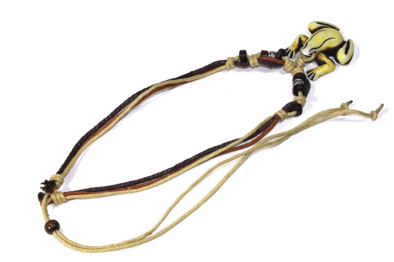 Tribal Frog Boho Style Bone Necklace