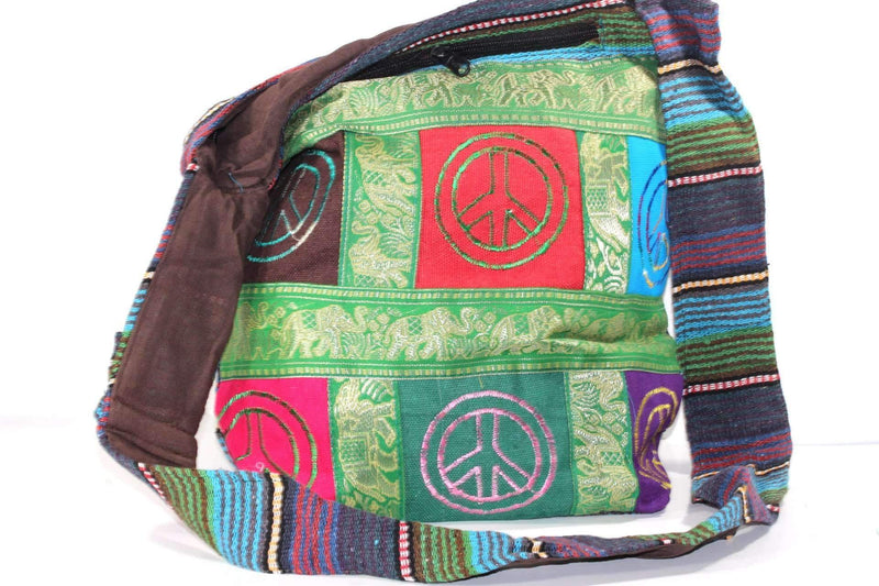 Multi Color Elephant & Peace Patchwork Jhola Sling Bag