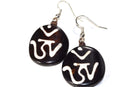 Sanskrit Om Spiritual Symbols Tribal Bone & Horn Earrings