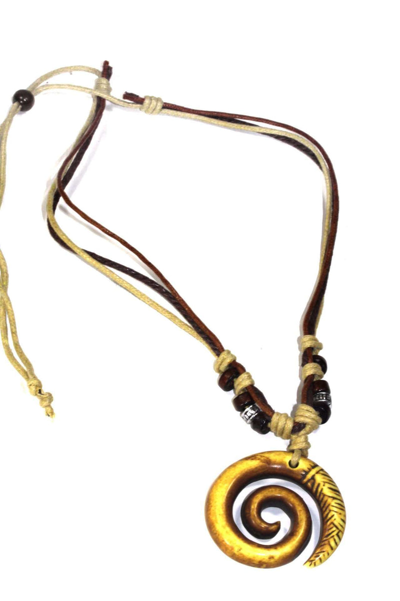 Tribal Spiral Boho Style Bone Necklace