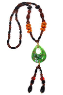 Green Oval Pendant Gypsy Style Shimmer Necklace