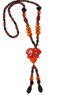 Amber Leaf Pendant Gypsy Style Shimmer Necklace