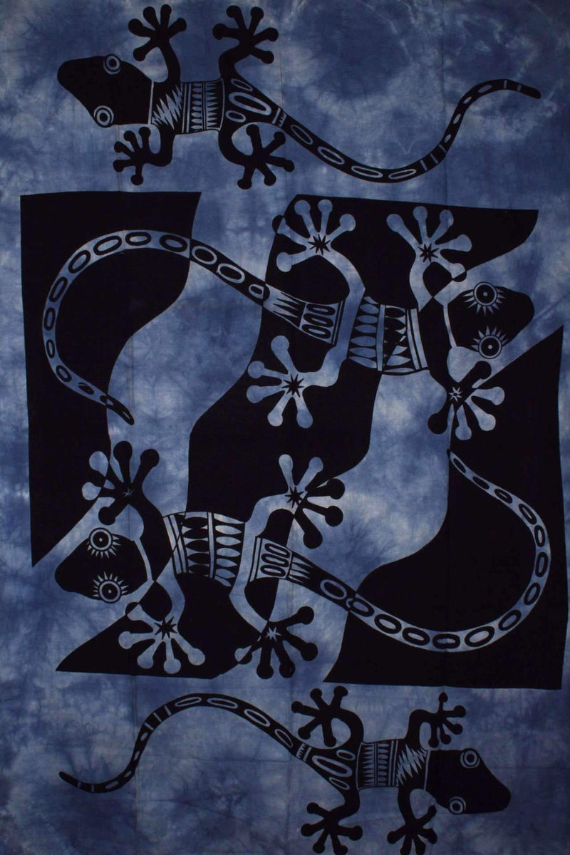 Blue Tribal Salamander Tapestry