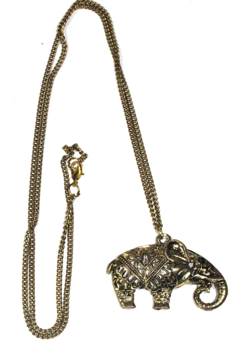 Antique Gold Festival Elephant Pendant Necklace