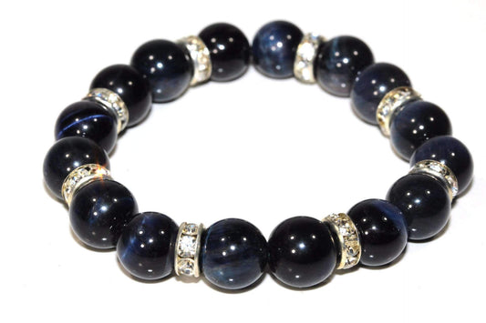 Royal Blue Agate & Pave Charms Yoga Bracelet