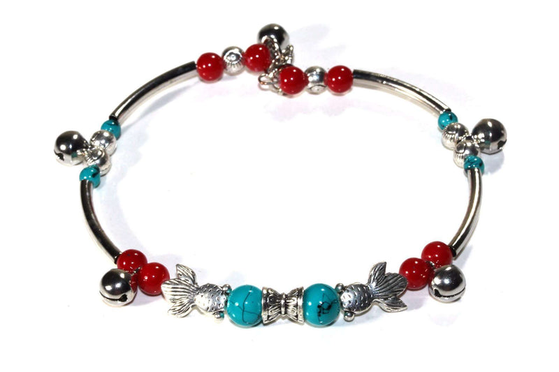 Somethings a Little Fishy Charm Red & Turquoise Bracelet