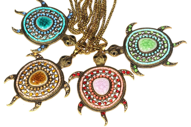 Big Turtle Shimmer Pendant Necklaces by Wild Lotus
