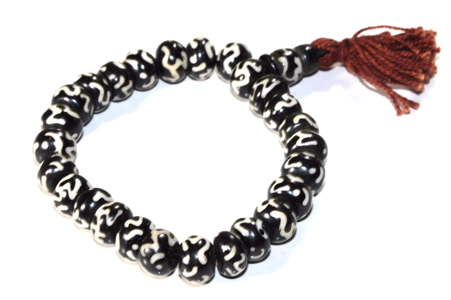 Black & White Om Bone Mala Yoga Bracelet