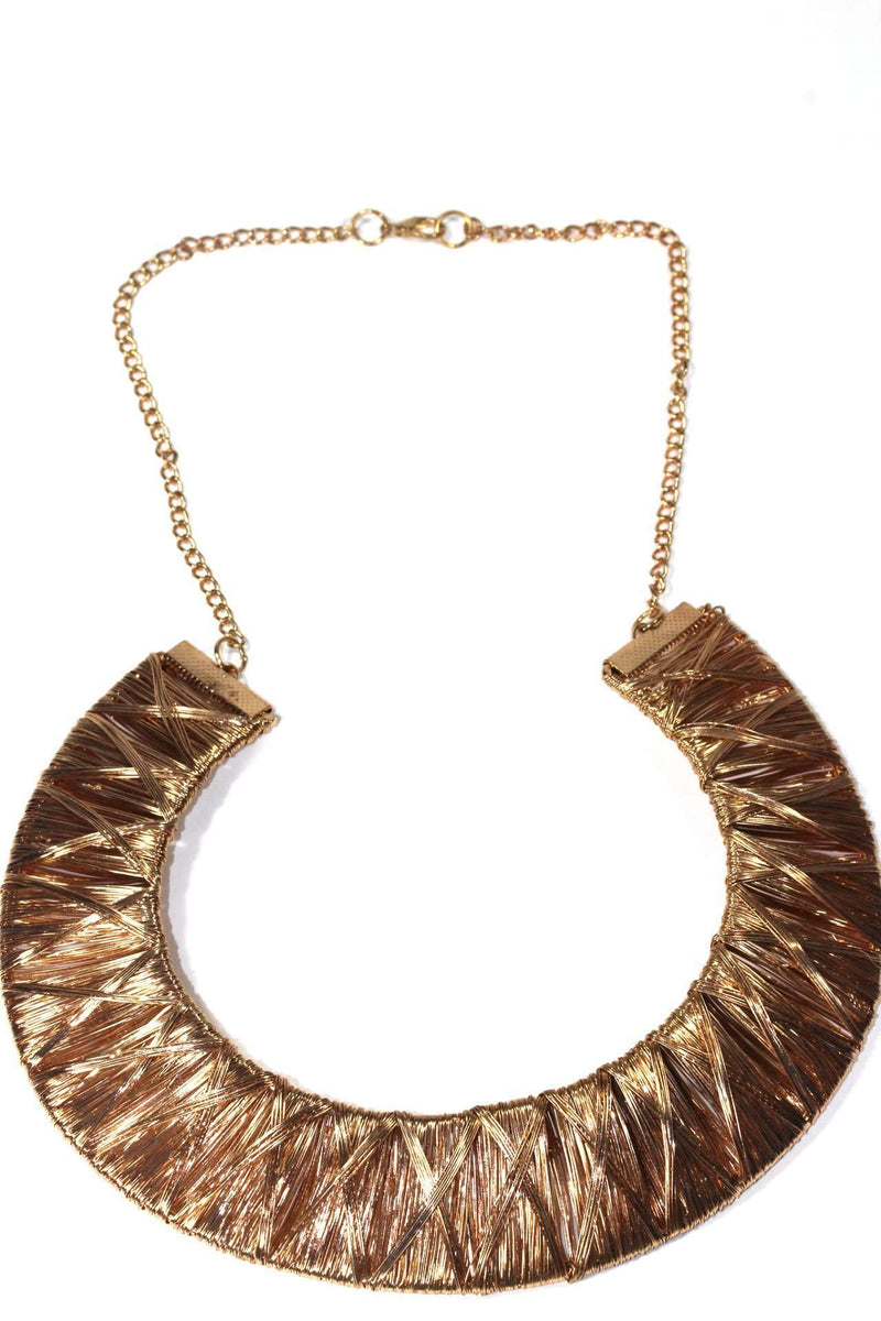Antique Rose Gold Tone Exotic Weave Necklace