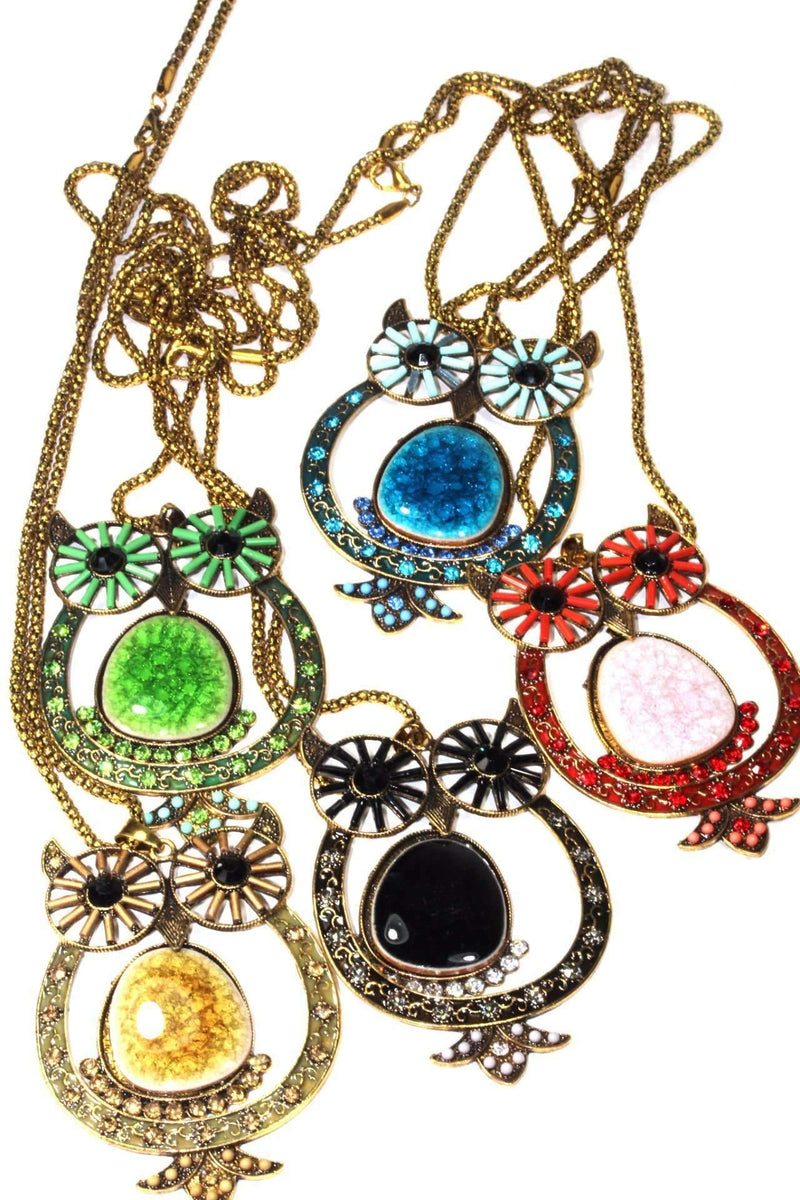 Big Owl Shimmer Pendant Necklaces by Wild Lotus