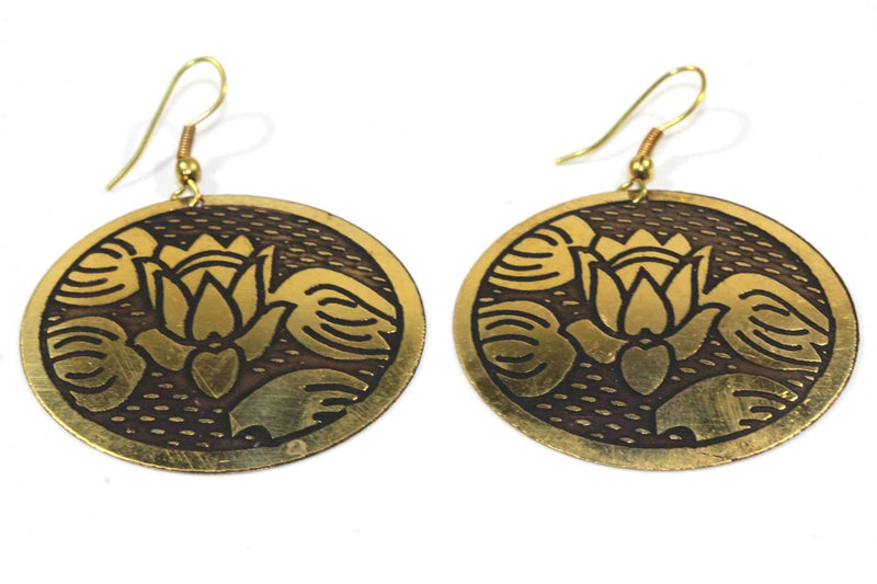 Golden Lotus Flower Earrings