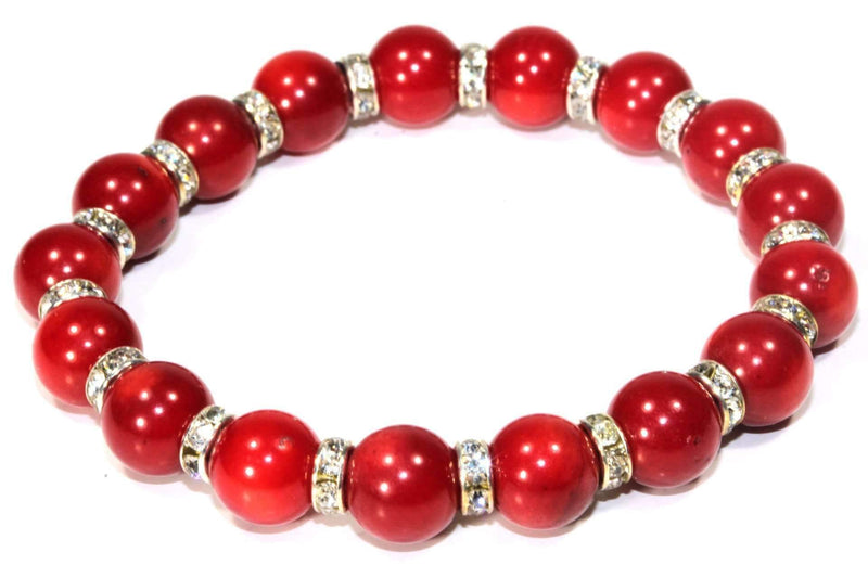 Red Medley Of Round Agate Stone Sparkle Yoga Bracelet