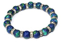 Blue & Green Medley Of Round Agate Stone Sparkle Yoga Bracelet
