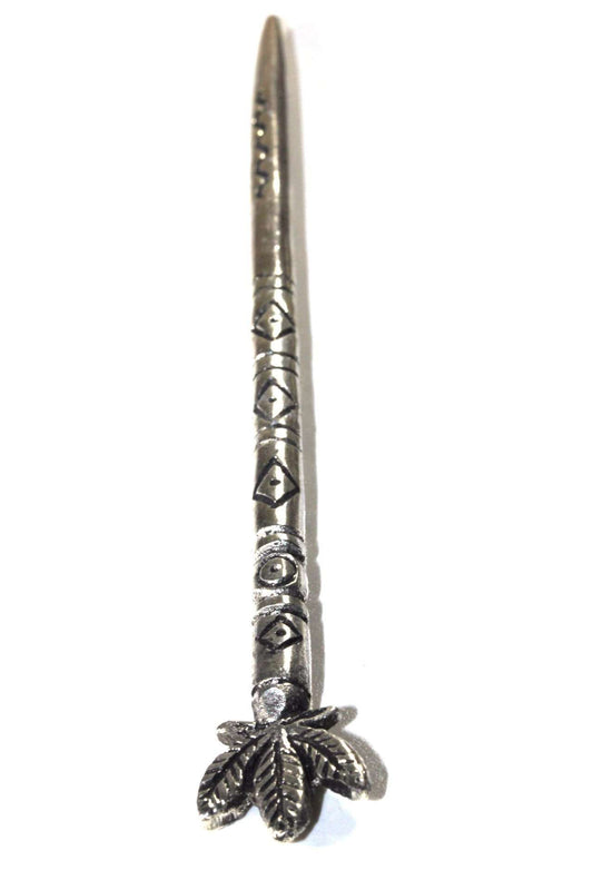 Silver Tone Cannabis Leaf Hair Stick