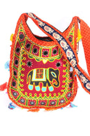 Mirror Work Elephant Multi Color Sling Jhola Bag