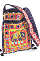 Mirror Work Elephant Multi Color Sling Jhola Bag