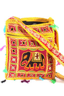 Mirror Work Elephant Multi Color Sling Jhola Bag